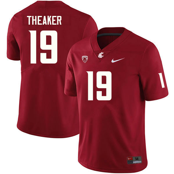 Washington State Cougars #19 Colton Theaker College Football Jerseys Sale-Crimson